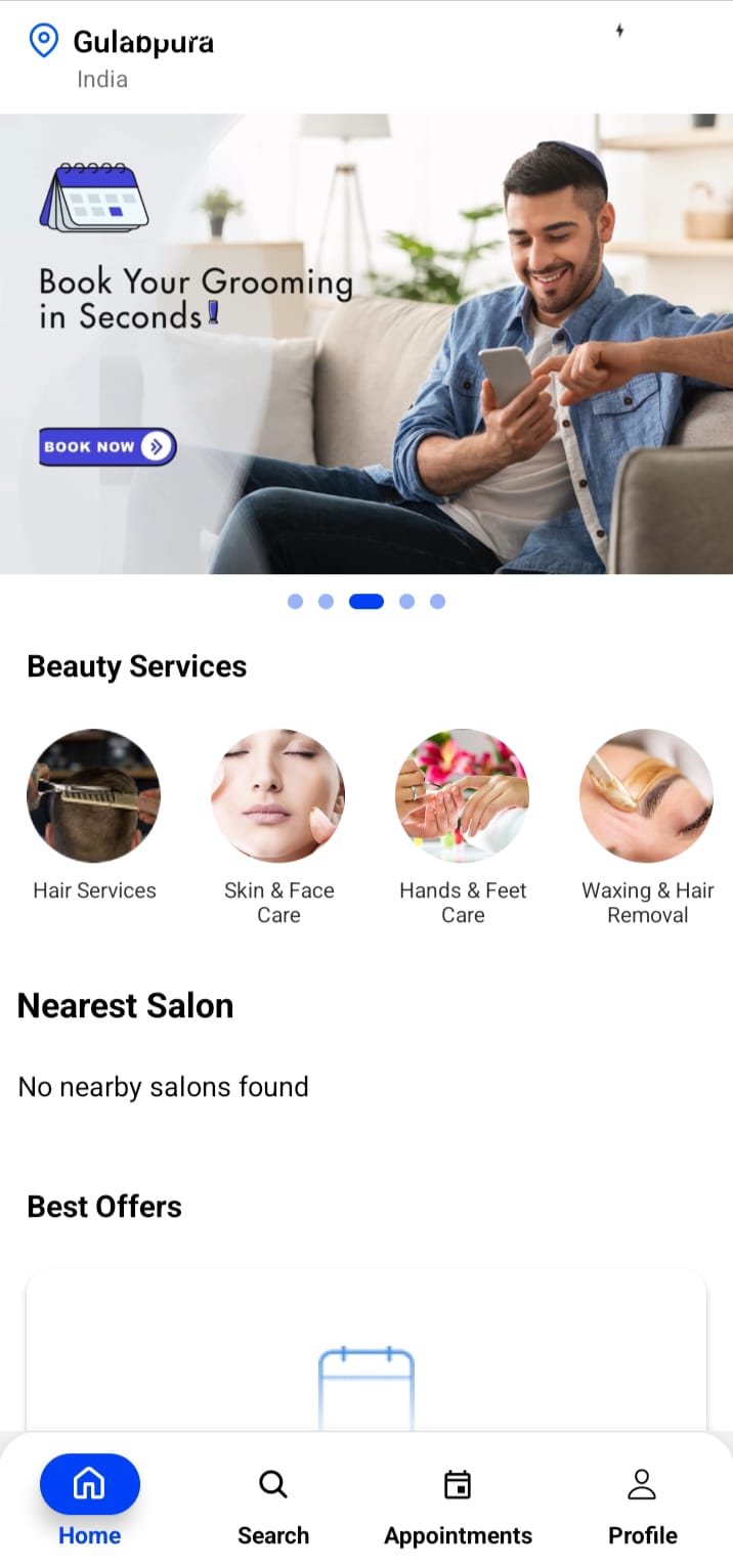 Customer relaxing while waiting for their turn at a NoWait-enabled salon